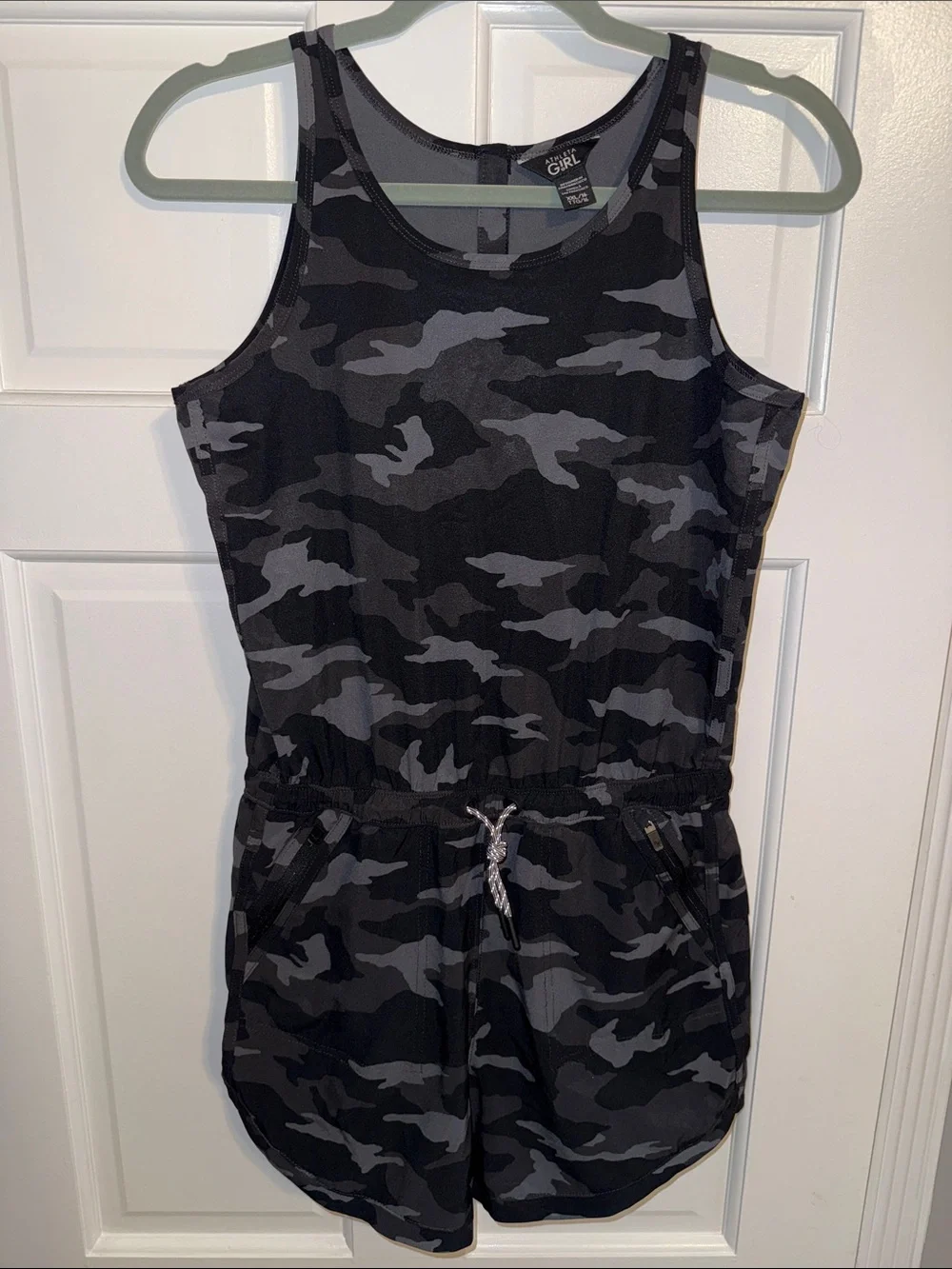 Athleta Girls' Black & Gray Camo Tank One-Piece Romper